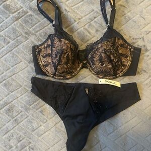 Soma Black Lace Bra and Panty Set